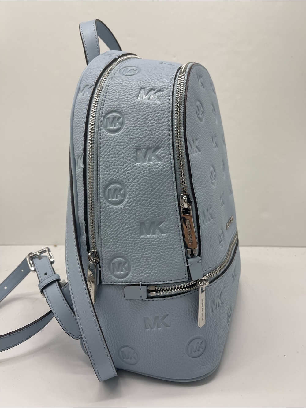 Michael Kors Rhea Medium Zip Logo Debossed Backpack
Pale Ocean 
NWT